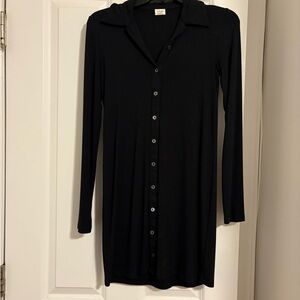 Aritzia Wilfred Pose Black Long Sleeve mini Dress